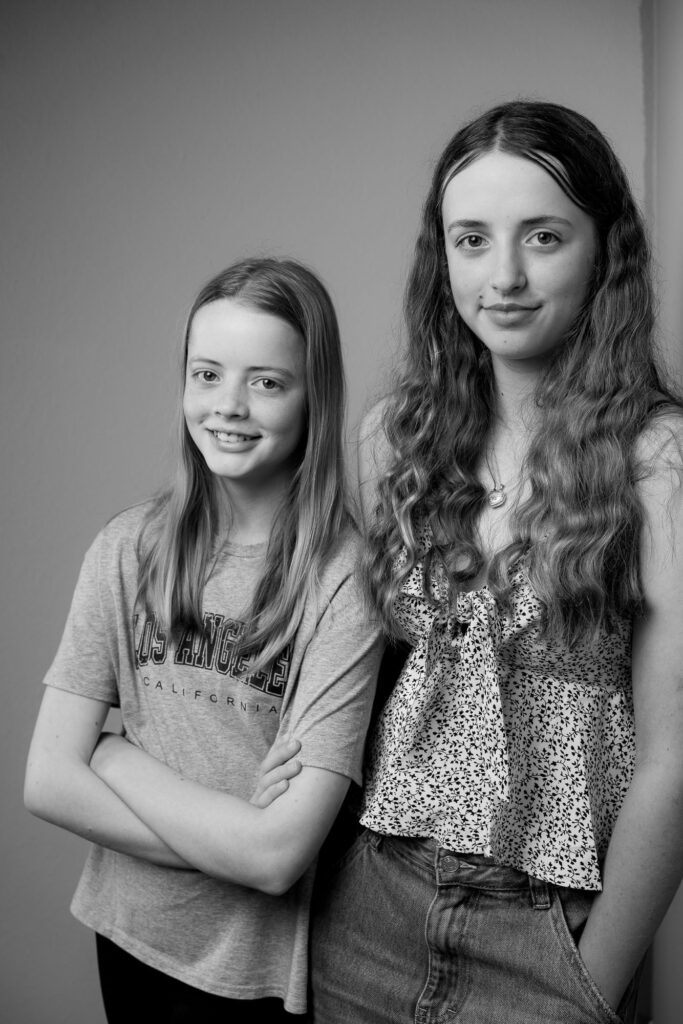 Two sisters photographed together in the studio